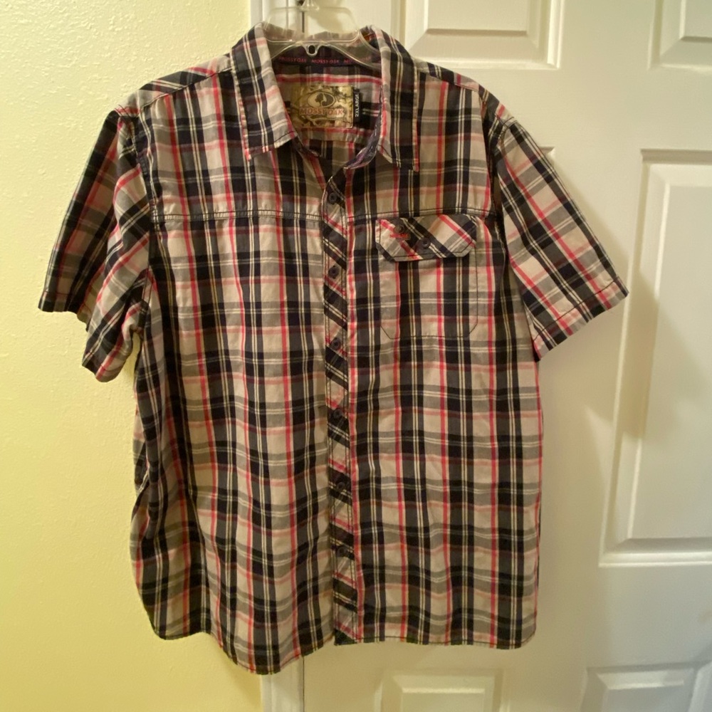 Mossy Oak 2XL short sleeve plaid button up shirt